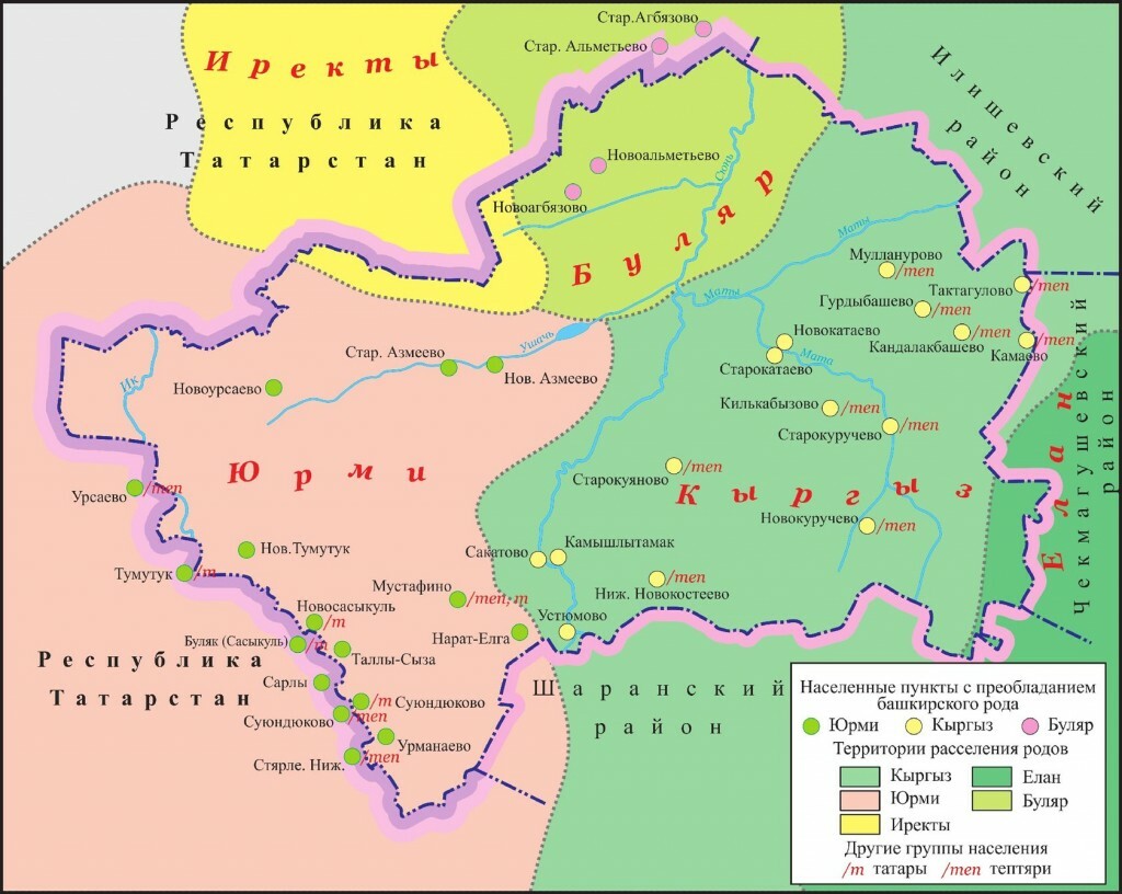 Карта где живут башкиры
