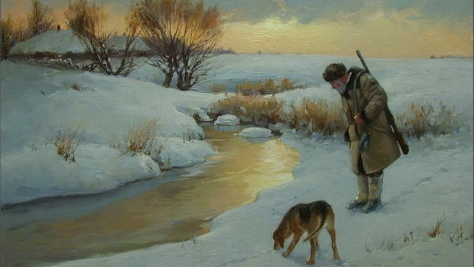 Охотники всматривались в след. Зимняя охота живопись. Охота в живописи русских художников. Картина охотники.